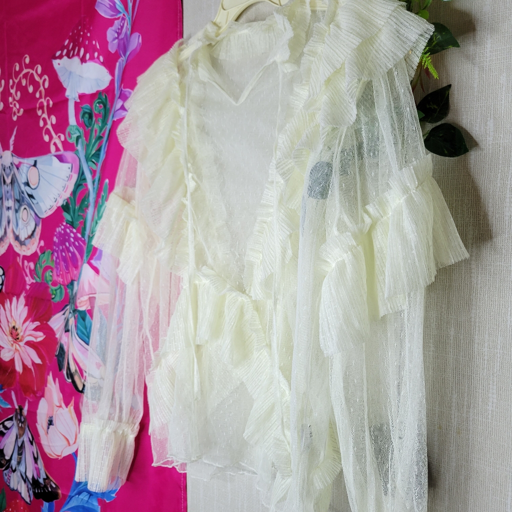 Cottagecore Vintage Style Sheer Frilly Top — image 2 of 8